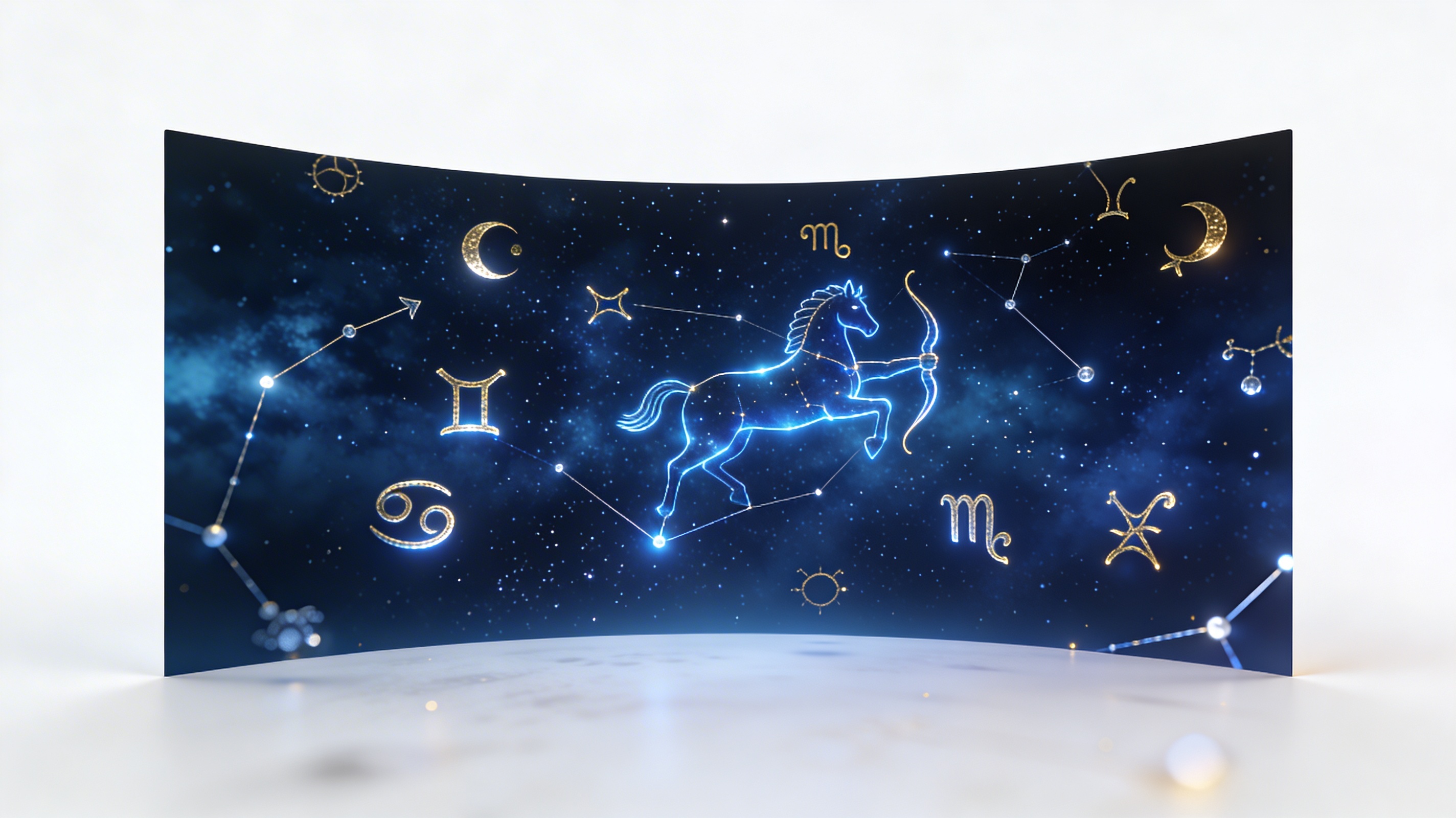 Roue du zodiaque dorée illustrant les douze signes astrologiques